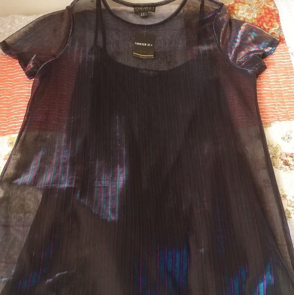 NWT Forever 21 Neon Sheer Dress and Slip